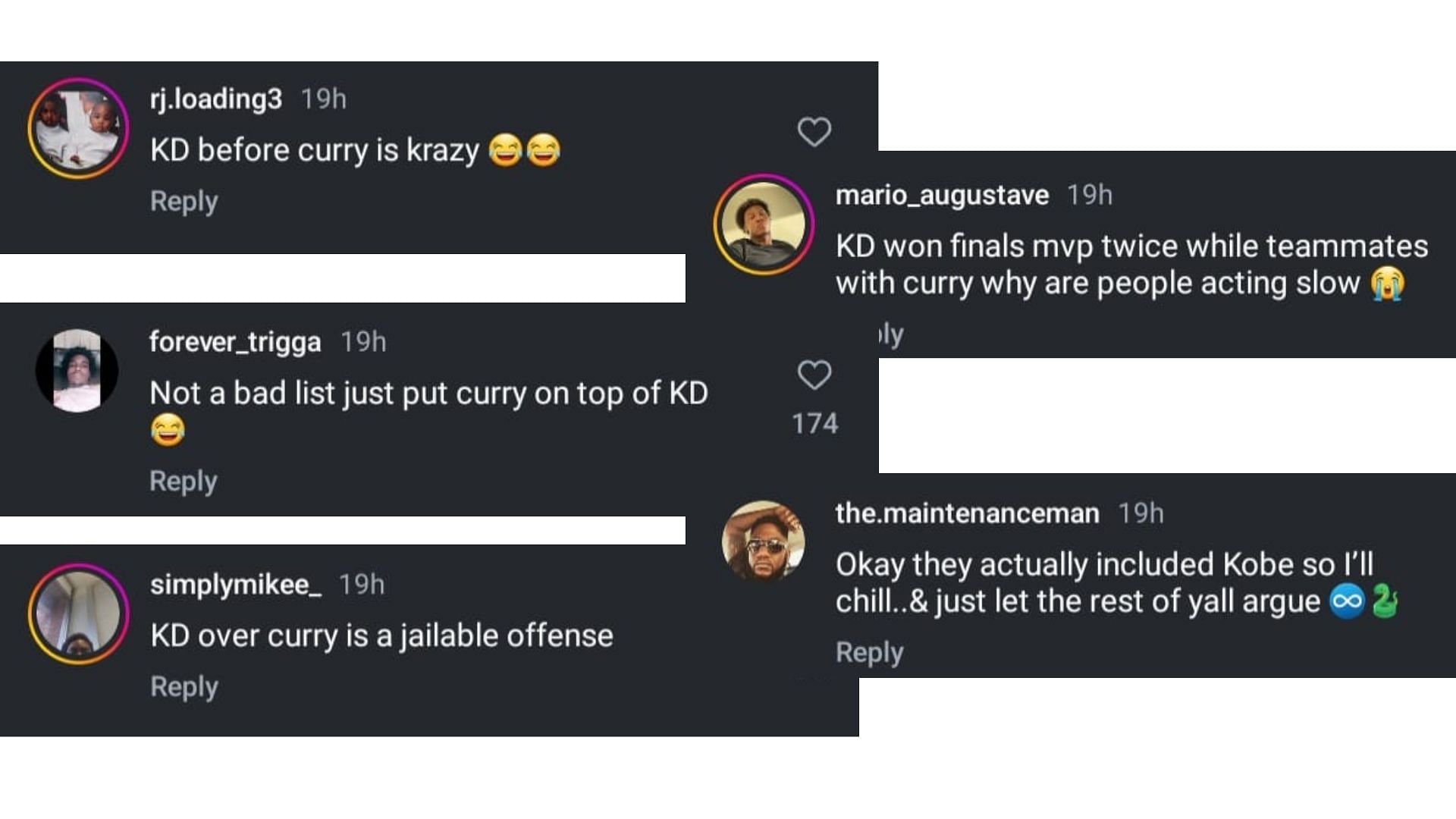 Comments on Kinney's top 5 players
